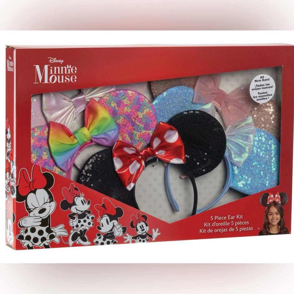 Disney Minnie Mouse 5 piece Ear kit for Happiest Place On Earth Vacation, Party